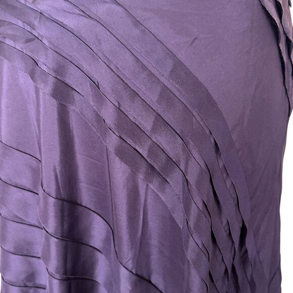 Vintage Y2K pureDKNY Silk Bias Cut Skirt Purple Pleated Panels Size 4 - Picture 3 of 9